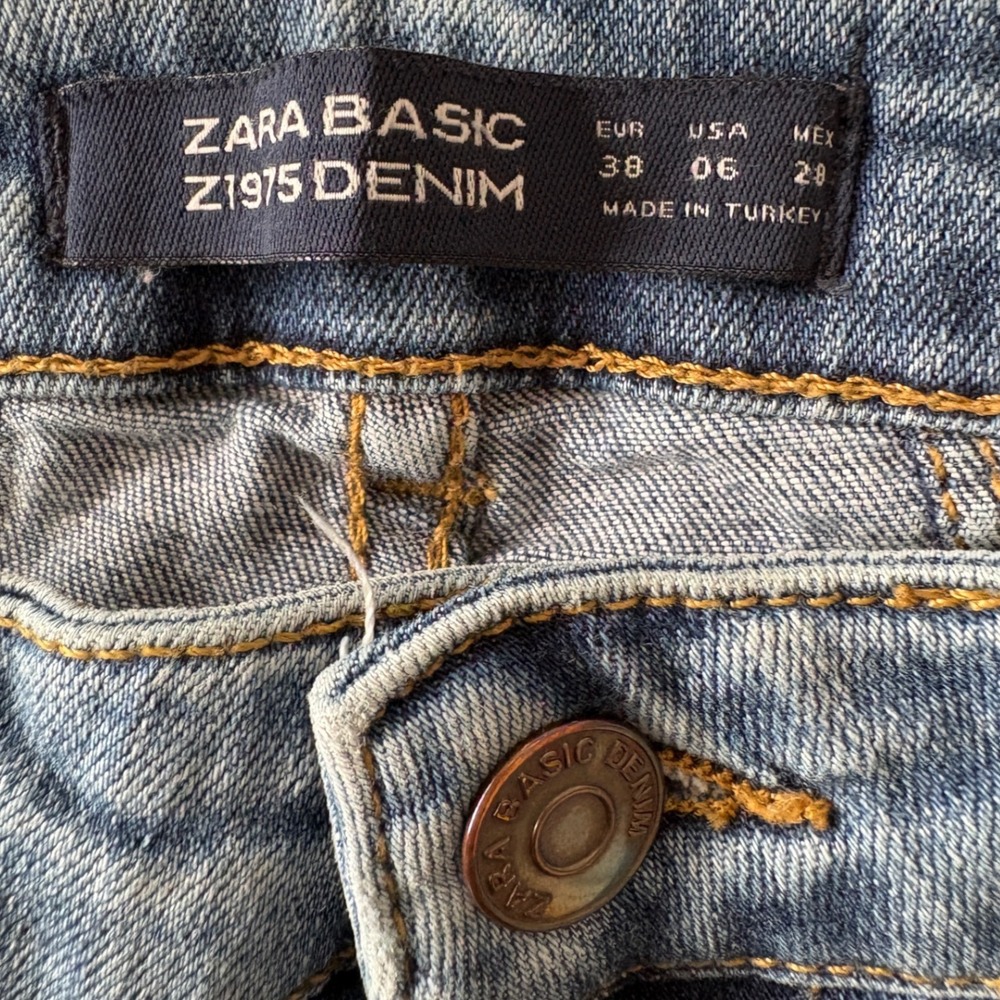 Zara Basic Z1975 Denim Womens Skinny Ankle Zip Jeans Blue Medium Wash Size 6 - Picture 7 of 9